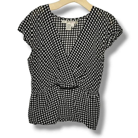Studio M women's Polka Dot faux belted short sleeve Blouse  - large - Picture 1 of 7